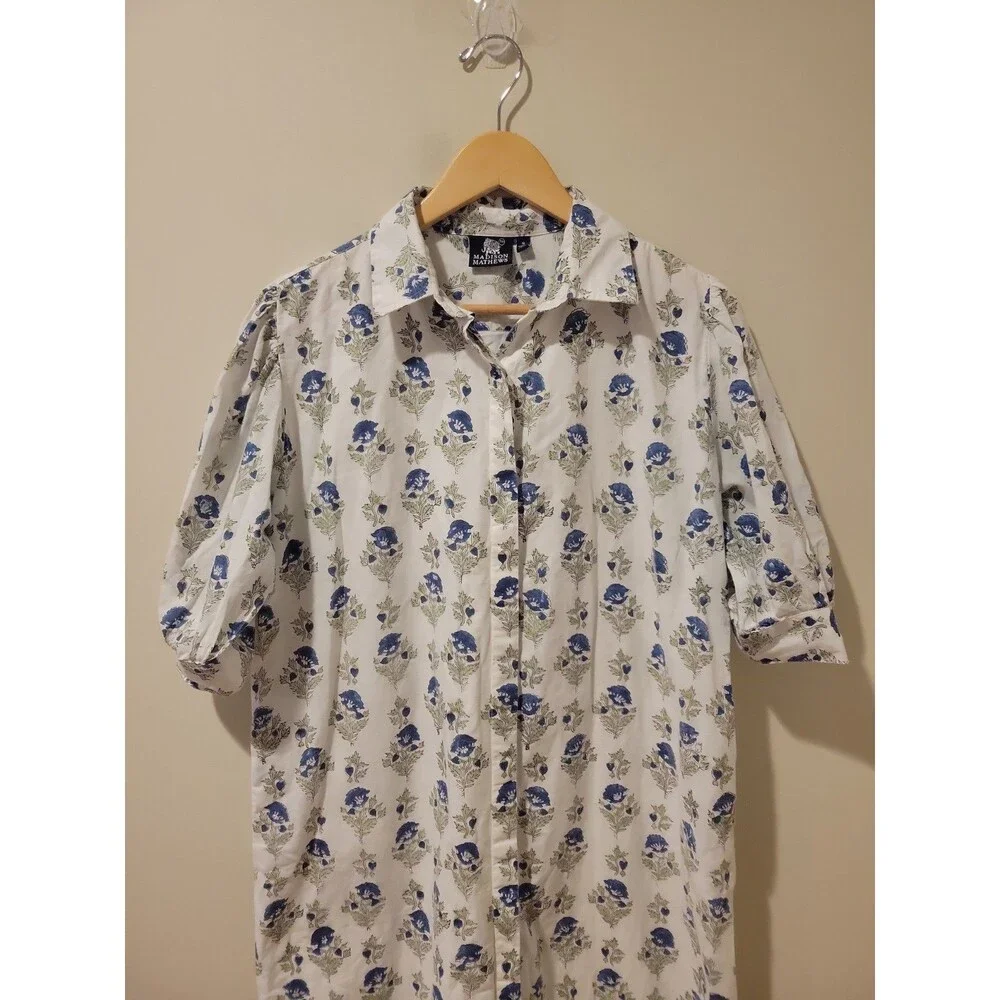 Madison Mathews Maxi Dress Short Sleeve Pockets Floral Cottagecore Southern S - Picture 3 of 9